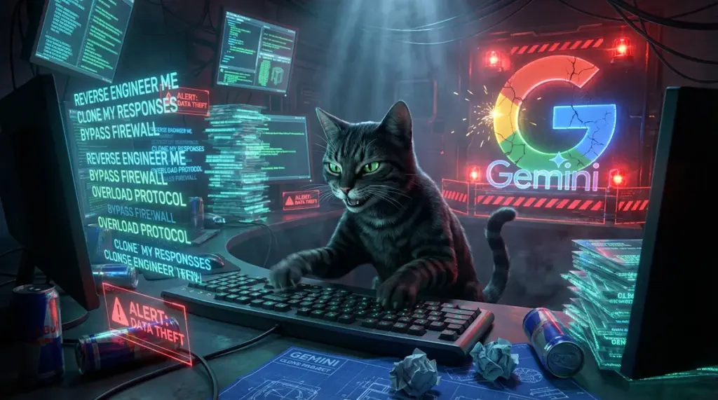Ataki destylacji na Gemini: 100k promptów do klonowania AI