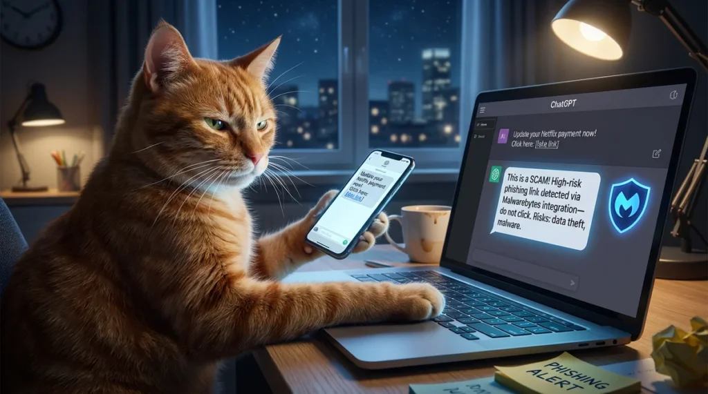 Darmowe narzędzie anty-scam w ChatGPT od Malwarebytes